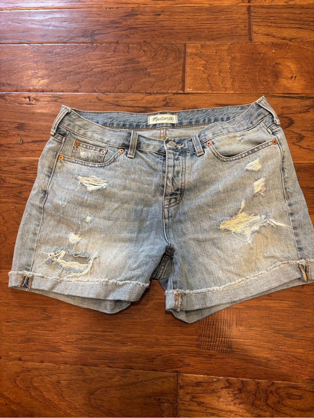 Madewell Distressed Light Blue Denim Cutoff Shorts